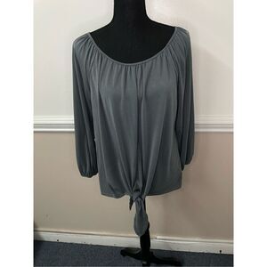 Green Envelope 3/4 Sleeve Tie Front Blouse Size Large